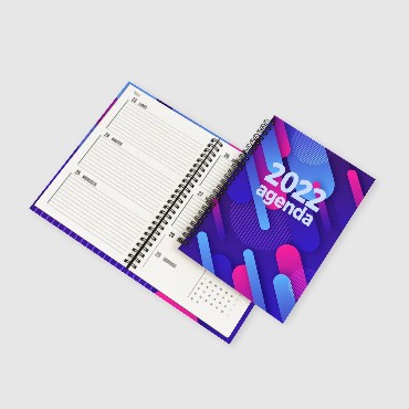 Agenda elegante personalizada A5 en tapa dura con espiral o wire-o